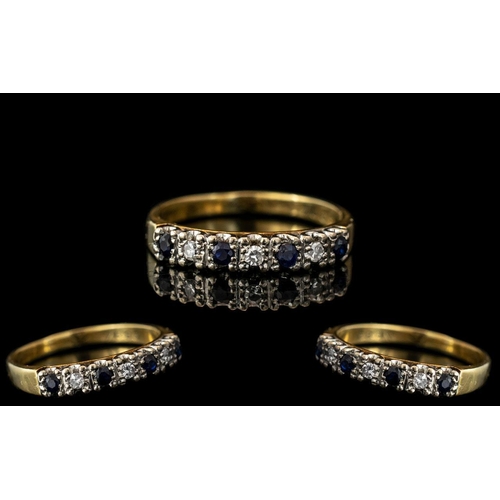 347 - Ladies 18ct Gold Attractive Diamond and Sapphire Set Ring. Marked 18ct to Interior of Shank. Diamond... 