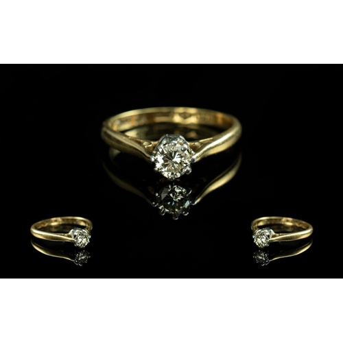 81 - 18ct Gold and Platinum Single Stone Diamond Set Ring. Marked Platinum and 18ct to Interior of Shank.... 