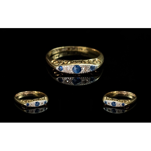 86 - 18ct Gold and Platinum Sapphire and Diamond Set Ring. Marked 18ct and Platinum to Interior of Shank.... 