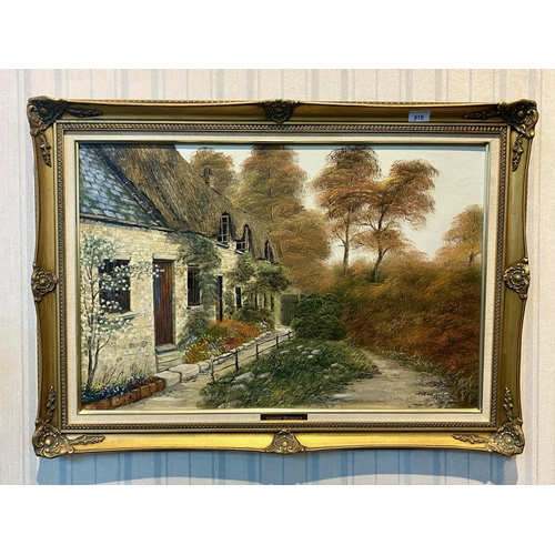 919 - Keith Sutton Original Oil on Board 'Morning Splendour', a large oil painting by Sutton of a cottage ... 