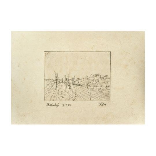 921 - Paul Klee ( 1879 - 1940 ) Railway Station - Etching on Heavy Wove Paper, Signed In Pencil. Print Siz... 