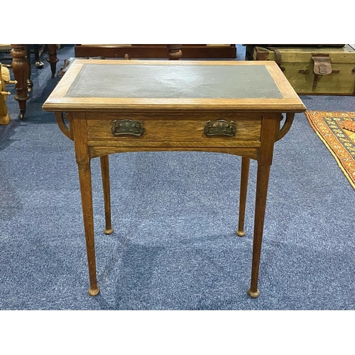 1017 - Early 20th Century Arts & Crafts Style Oak Games Table, swivel hinged top, green baize interior.  Le... 