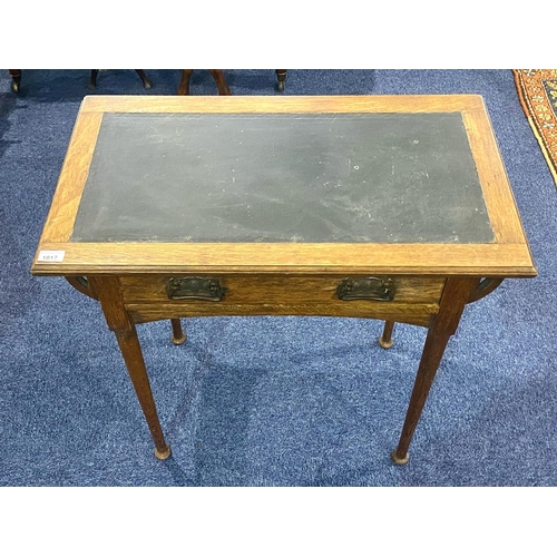 1017 - Early 20th Century Arts & Crafts Style Oak Games Table, swivel hinged top, green baize interior.  Le... 