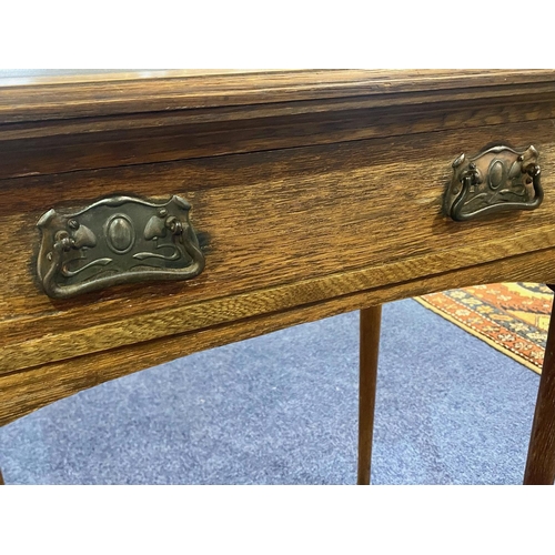 1017 - Early 20th Century Arts & Crafts Style Oak Games Table, swivel hinged top, green baize interior.  Le... 