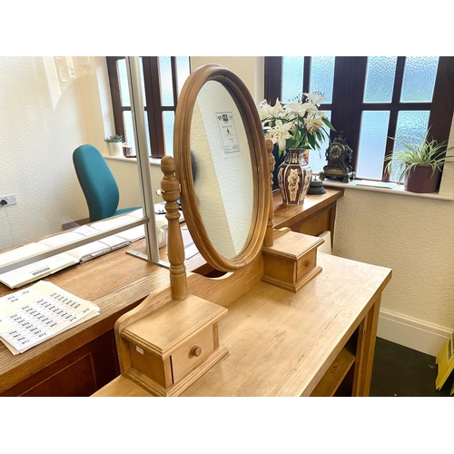 1052 - Top Half of Pine Dresser Converted to Dressing Table - together with a Pine Dressing Table Mirror. O... 