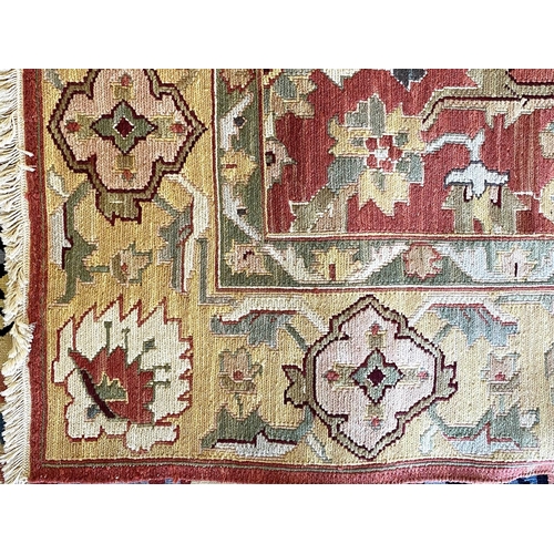 1053 - A Persian Woolen Rug, Beige Floral Decoration, 270 x 180cm. Purchased From Tricana Lisbon With Certi... 