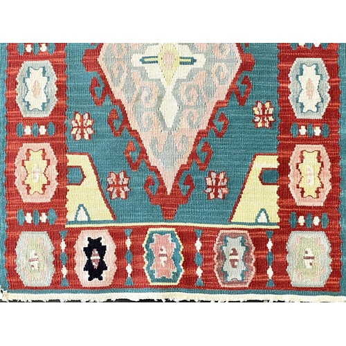 1060 - A Set Of Three Aztec Design Woolen Rugs, Turquoise And Pink Geometric Designs, 2 x Rugs 175 x 125cm ... 