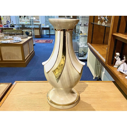 1064 - Art Deco Style Cream and Gold Pedestal, measures 28'' tall on a circular base.  Ideal for planter.