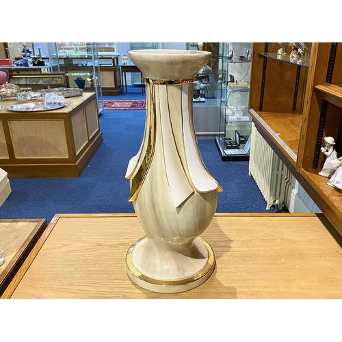 1064 - Art Deco Style Cream and Gold Pedestal, measures 28'' tall on a circular base.  Ideal for planter.