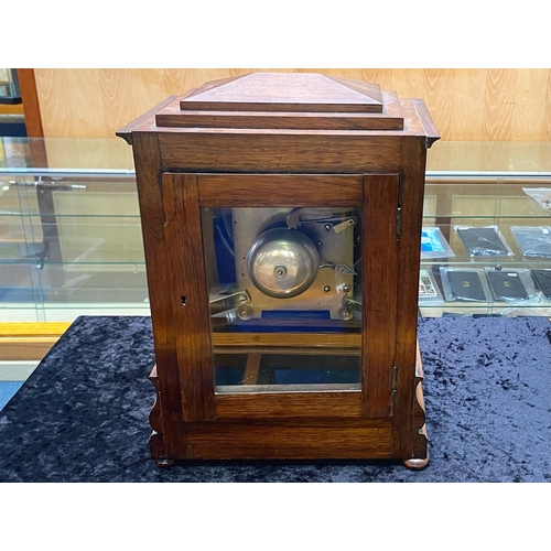 1103 - A Regency Walnut Double Fusee Bracket Clock, painted dial with Roman numerals, marked for Birmingham... 