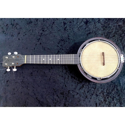 1106 - Alvin Keech Signed Banjulele Banjo, 4 string, circa 1920's, signed to back.  No. 11372, with origina... 