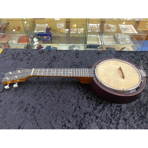 1106 - Alvin Keech Signed Banjulele Banjo, 4 string, circa 1920's, signed to back.  No. 11372, with origina... 