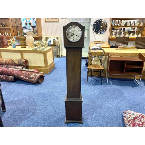 1161 - Grandmother Clock Westminster chime, silvered dial with Chapter numerals. Of small form measuring 55... 