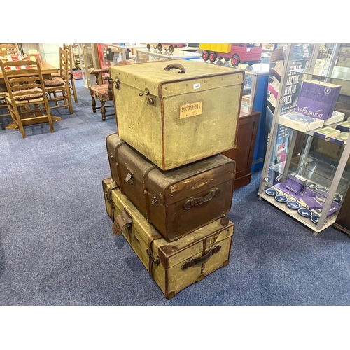 1180 - Three Vintage Large Travelling Trunks, comprising:  1.  Selfridges large travelling trunk, label to ... 