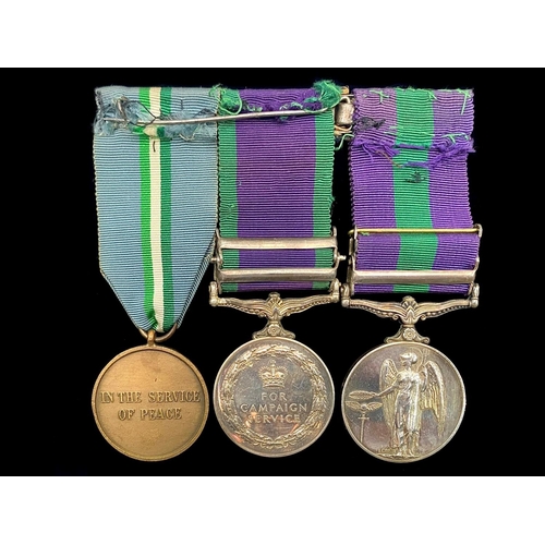 1310 - Bar With Three Military Medals General Sercvice Medal With Cyprus & Malaya Clasp Awarded To 21046128... 