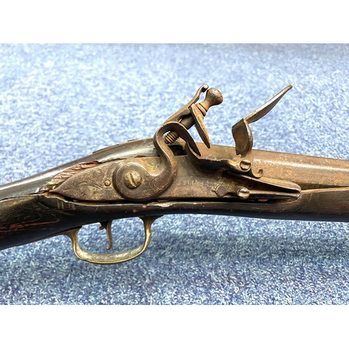 1312 - 19thC Double Barrel Percussion Rifle steel mounts, walnut stock with ramrod. Overall length 45.5 inc... 