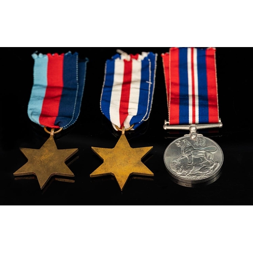 1315 - World War II Trio of Military Medals Awarded To H J Sibley.  1.  The Atlantic France & Germany Star,... 