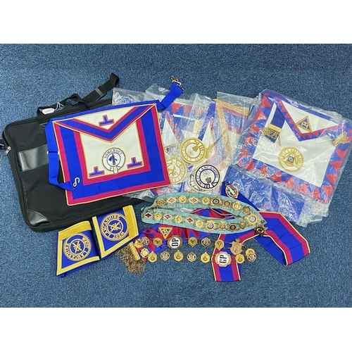 1325 - Large Collection of Masonic Regalia, comprising eight West Lancashire brand new aprons, cuffs, colla... 