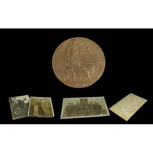 1328 - WWI Death Plaque Group, Death Penny named John Bretherton, together with War Medal and Victory Medal... 