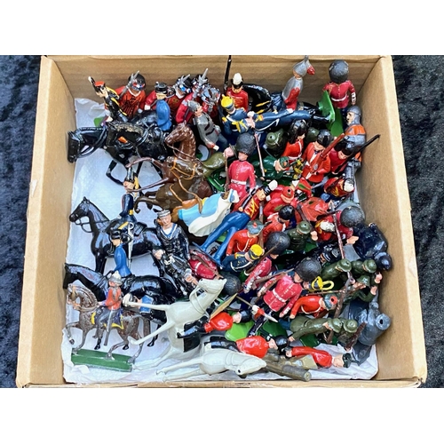 1332 - Collection of Britain's Hand Painted Lead Soldiers, together with some plastic figures, comprising  ... 