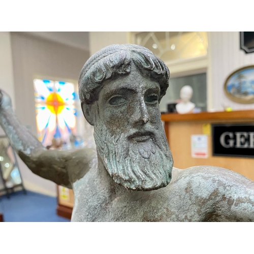 1364A - Large Greek / Roman Style Spelter Figure on marble base; nice patina with age, stands an impressive ... 