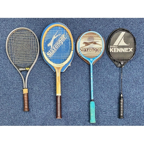 1401 - Collection of Seven Vintage Tennis Racquets,  including Dunlop, Slazenger, Grays, Wilson, etc.  Toge... 