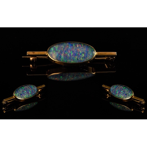 143A - Antique Period Superb 9ct Gold Brooch, set with an oval shaped black opal (Doublet), est.weight 3.5c... 