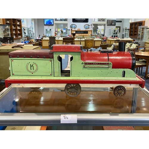 1499 - Large Scratch Built Victorian Wooden Model Train 1890's. Approx 40'' long, detailed model.