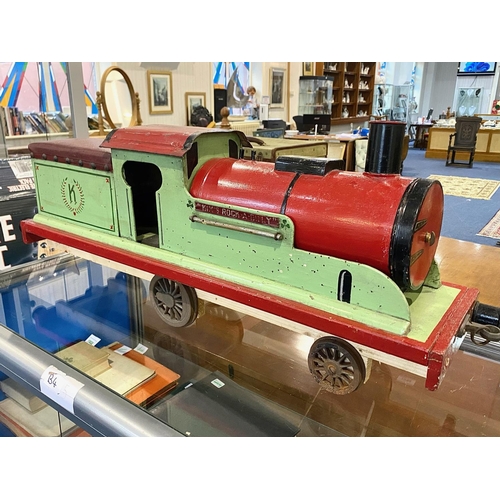 1499 - Large Scratch Built Victorian Wooden Model Train 1890's. Approx 40'' long, detailed model.