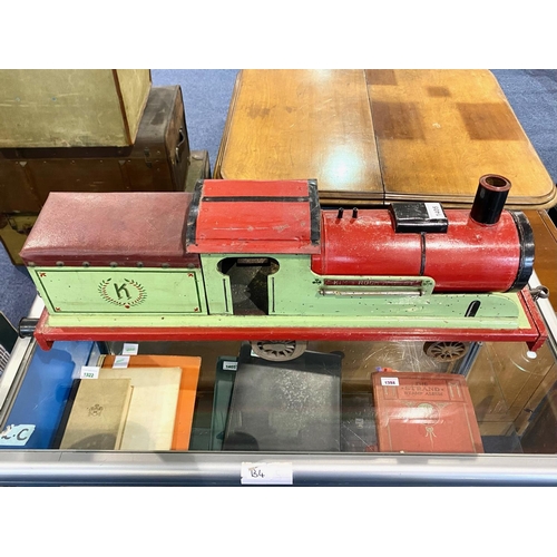 1499 - Large Scratch Built Victorian Wooden Model Train 1890's. Approx 40'' long, detailed model.