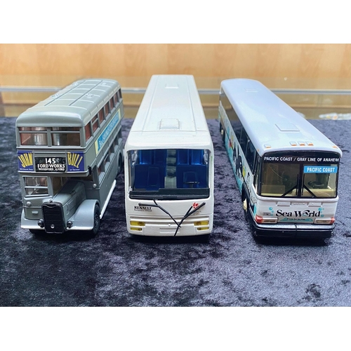 1500 - Three Die Cast Models, comprising a Corgi MC 184852 Sea World Pacific Coast Coach, 11'' long, a Corg... 