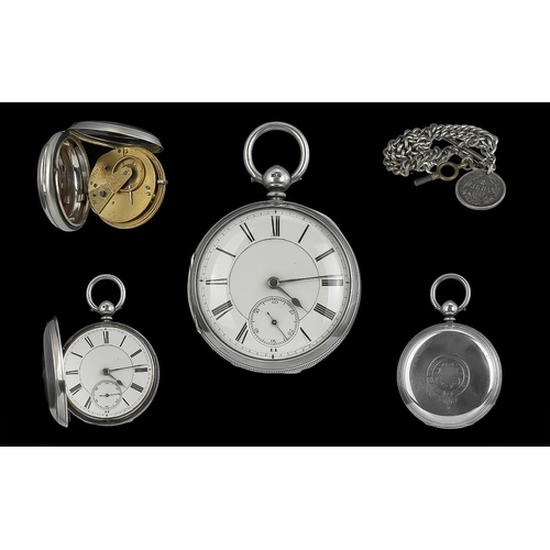 151A - J. Barnett of Manchester Sterling Silver English Lever Open Faced Large Pocket Watch. Movement No 59... 