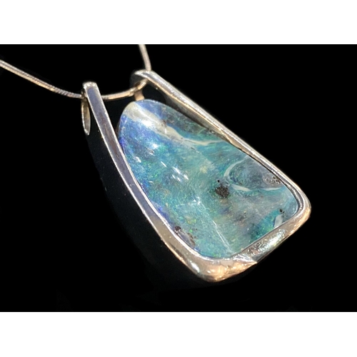 310 - Australian Boulder Opal Necklace, set in a designer Italian silver mount, with matching silver chain... 