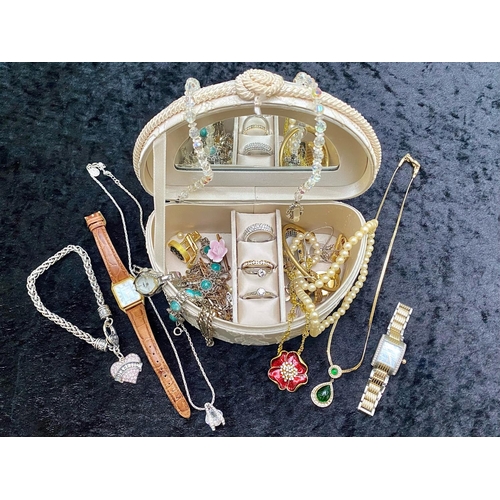 315 - Jewellery Box of Costume Jewellery. Comprises Antique Glass Beads, Pearls, Gold Plated Jewellery, Ne... 