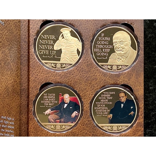 354 - Winston Churchill Interest. Winston Churchill ' 1965 ' Complete Collection Gold Plated Proof Set. Is... 