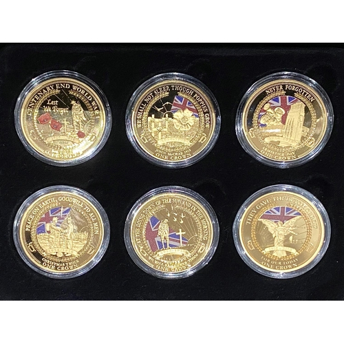 359 - The First World War Centenary Golden Proof Crowns ( Complete Set ) 6 In Total. All Mint Condition wi... 