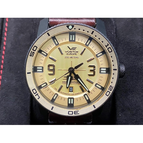 432 - Vostok Europe Gentleman's Wrist Watch, Caspian Sea Monster, 0152/3000, Ekranoplan NH35-546C513, wate... 