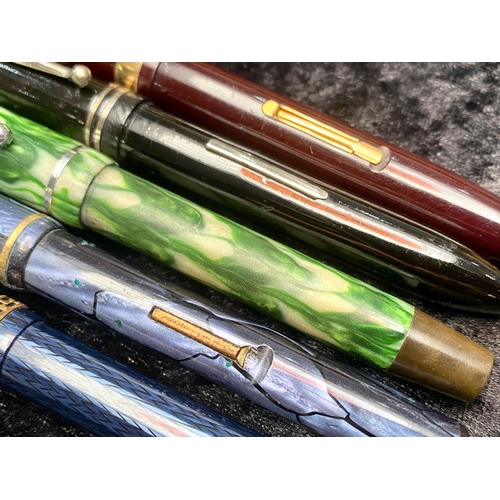 456 - Collection of Vintage Pens, comprising Conway Stewart blue marbled effect with 14k nib, a green marb... 