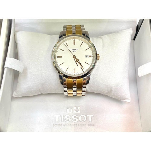 463 - Tissot 1853 Gentleman's Bracelet Watch, in original box and outer case.  White face with gold batons... 