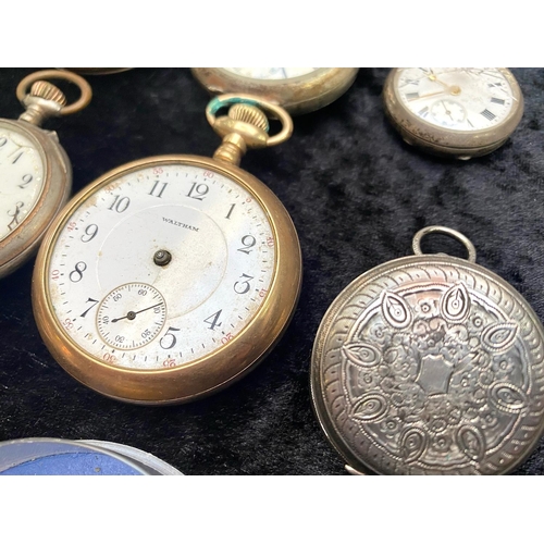 484 - A Collection of Pocket Watches, all as found, spares and repairs, mostly base metal, some silver.