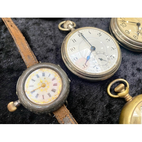 484 - A Collection of Pocket Watches, all as found, spares and repairs, mostly base metal, some silver.