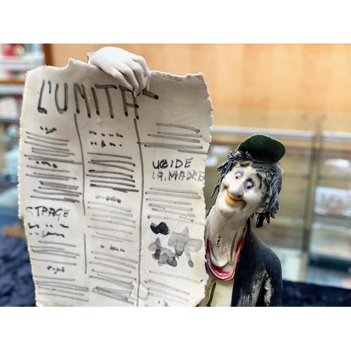 590 - E Tezza (Newspaper Seller) Humorous Figuring/Sculpture, vintage Italian 1950's/1960's, signed.  Meas... 