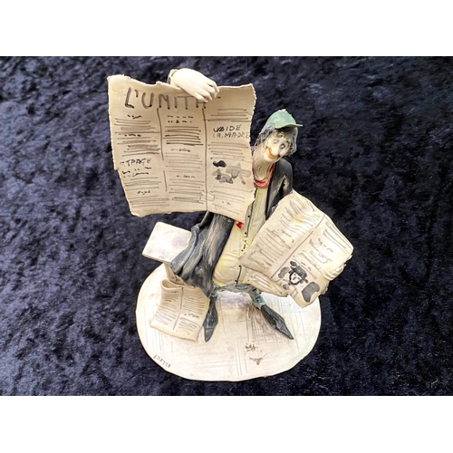 590 - E Tezza (Newspaper Seller) Humorous Figuring/Sculpture, vintage Italian 1950's/1960's, signed.  Meas... 