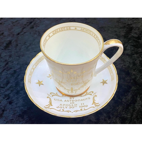 622 - Aynsley Acid Gold on White Bone China Beaker and Footed Bon Bon Dish commemorating The Apollo 11 The... 