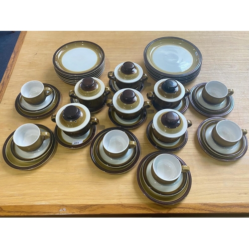 655 - Quantity of Denby Rochester Brown Pottery, comprising 6 x 10'' dinner plates, 6 x 9'' salad plates, ... 