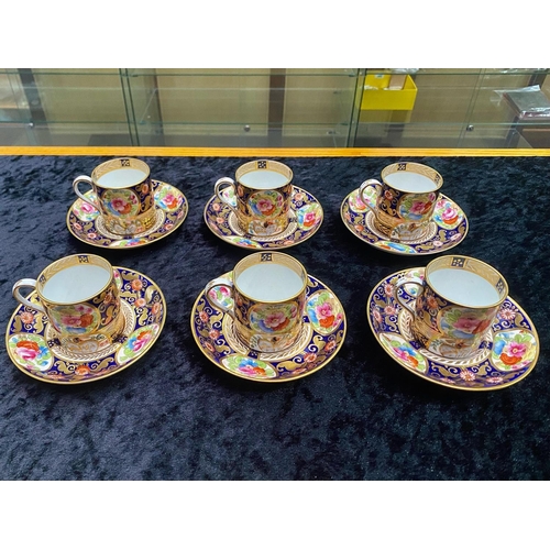 656 - A Crown Staffordshire Set of 6 Coffee Cups and Saucers in the Deutsche Blumen design.