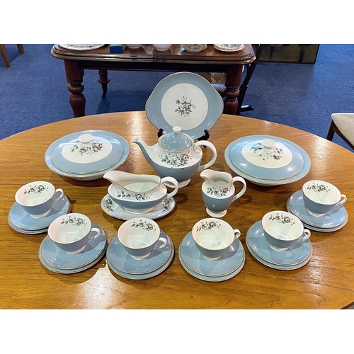 662 - A Royal Doulton Rose Elegans Part Tea Set to include, 2 soup bowls/lids, 1 gravy boat/saucer, 1 sand... 