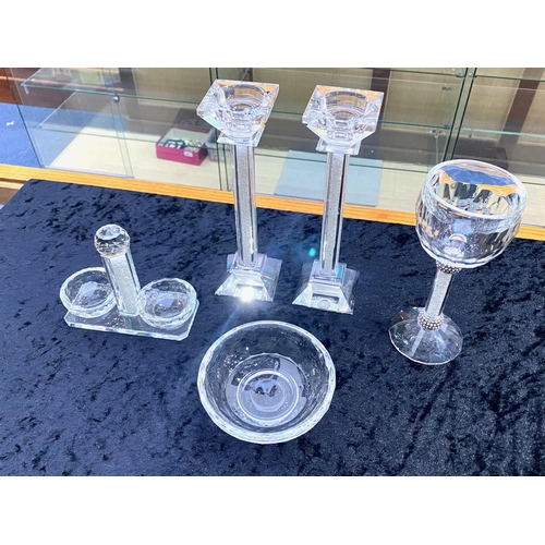 781 - A Collection of 24% Crystal Glass Good Quality Decorative Items to include candlesticks, a Wine glas... 