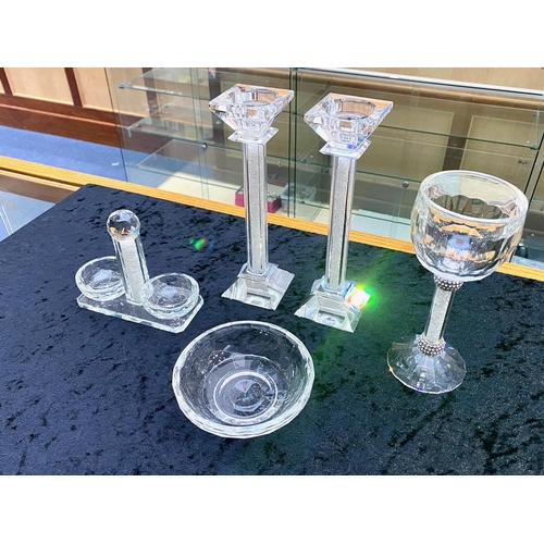 781 - A Collection of 24% Crystal Glass Good Quality Decorative Items to include candlesticks, a Wine glas... 