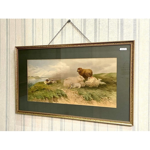 905 - Thomas Wainwright Watercolour Landscape with Sheep, signed and dated lower left 1865.  Measures 9.5'... 